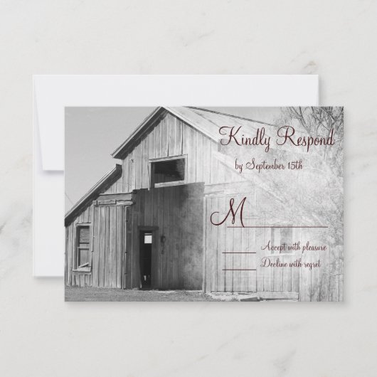 Rustikales Landhaus RSVP Cards Karte (Vorderseite)