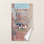 Rustikales Landhaus Western Kuh Bauernhof Badhandtuch Set (Handtuch)
