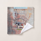 Rustikales Landhaus Western Kuh Bauernhof Badhandtuch Set (Waschlappen)