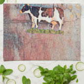 Rustikales Landhaus Western Kuh Bauernhof Geschirrtuch (Gefaltet)