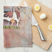 Rustikales Landhaus Western Kuh Bauernhof Geschirrtuch (Viertel Falte)