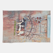 Rustikales Landhaus Western Kuh Bauernhof Geschirrtuch (Horizontal)