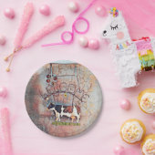 Rustikales Landhaus Western Kuh Bauernhof Pappteller (Party)