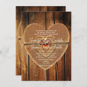 Rustikales Landherz Barnholz Einladung zur Hochzei (Vorne/Hinten)