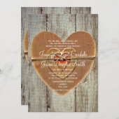 Rustikales Landherz Barnholz Einladung zur Hochzei (Vorne/Hinten)