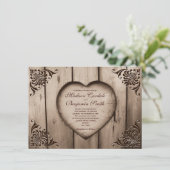 Rustikales Landherz Barnholz Hochzeitseinladungen Einladung (Stehend Vorderseite)