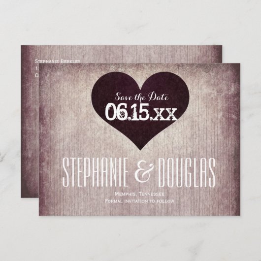 Rustikales Landherz Save the Date Postkarten (Vorne/Hinten)