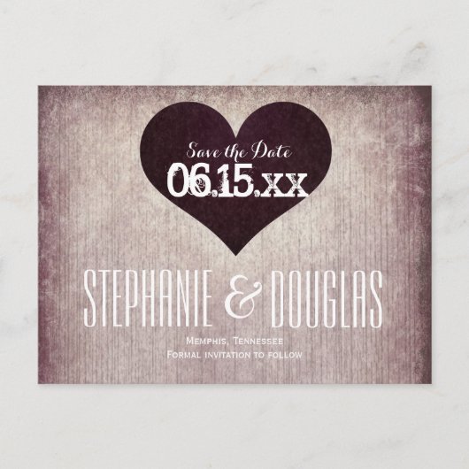 Rustikales Landherz Save the Date Postkarten (Vorderseite)
