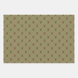 Rustikales Landherz und Streifen Geschenkpapier Set