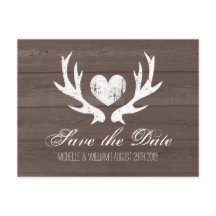 Rustikales Landhirsch auf Save the Date Postkarten