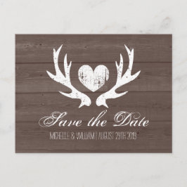 Rustikales Landhirsch auf Save the Date Postkarten