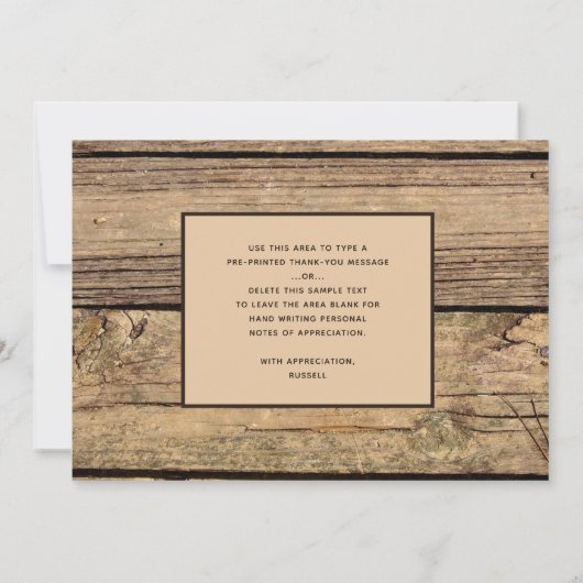 Rustikales Landholz 3 Foto Abschluss Dankeskarte (Rückseite)