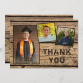 Rustikales Landholz 3 Foto Abschluss Dankeskarte (Vorne/Hinten)
