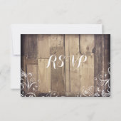 Rustikales Landholz Blüht Hochzeitskarten RSVP Karte (Rückseite)