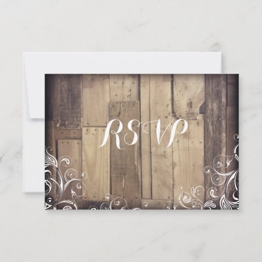 Rustikales Landholz Blüht Hochzeitskarten RSVP Karte (Rückseite)