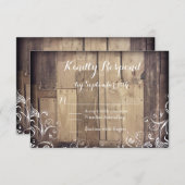 Rustikales Landholz Blüht Hochzeitskarten RSVP Karte (Vorne/Hinten)