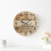 Rustikales Landholz Familienname Bauernhof Große Wanduhr (Zuhause)