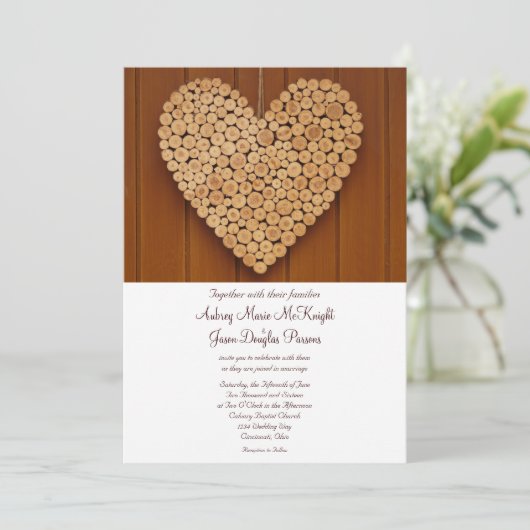 Rustikales Landholz Herzenslust Einladungen (Stehend Vorderseite)