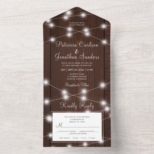 Rustikales Landholz in einem Hochzeitsrabatt All In One Einladung (Innen Boden)