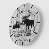 Rustikales Landholz lebt auf Bergzeit Elche Große Wanduhr (Winkel)
