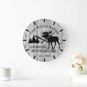 Rustikales Landholz lebt auf Bergzeit Elche Große Wanduhr (Zuhause)