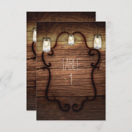 Rustikales Landholz & Lightning Mason Jars Einladung (Vorne/Hinten)