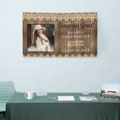 Rustikales Landholz mit Spitzen-Foto-Abschluss Banner (Messeveranstaltung)