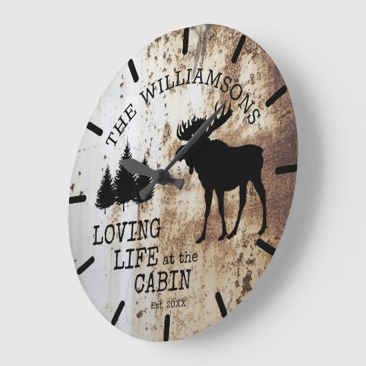 Rustikales Landleben am Hüttenmoose Große Wanduhr (Winkel)