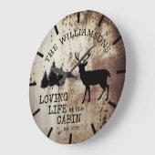 Rustikales Landleben in der Hütte Buck Deer Große Wanduhr (Winkel)