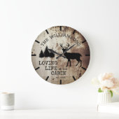 Rustikales Landleben in der Hütte Buck Deer Große Wanduhr (Zuhause)