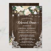 Rustikales ländliches Elfenbeinfest Probe Abendess Einladung (Vorne/Hinten)