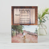 Rustikales ländliches Foto Hochzeit RSV Einladung (Stehend Vorderseite)