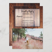 Rustikales ländliches Foto Hochzeit RSV Einladung (Vorne/Hinten)