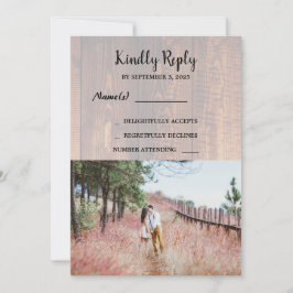 Rustikales ländliches Foto Hochzeit RSV Einladung