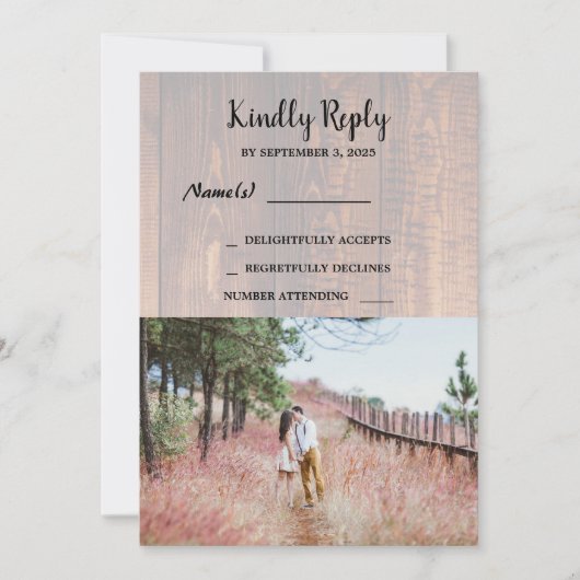 Rustikales ländliches Foto Hochzeit RSV Einladung (Vorderseite)