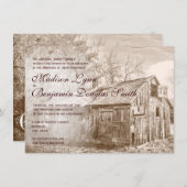 Rustikales ländliches Land Stallgebäude gestörte E Einladung (Vorne/Hinten)