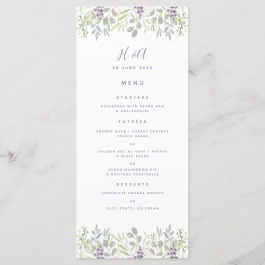 Rustikales ländliches Olivenbaum Hochzeitsfrühstüc Menükarte (Vorderseite)