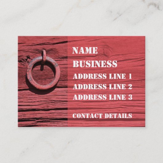 Rustikales ländliches rotes hölzernes visitenkarte (Vorderseite)