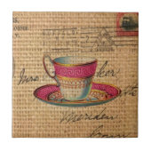Rustikales ländliches Tee Party rosa viktorianisch Fliese (Vorderseite)