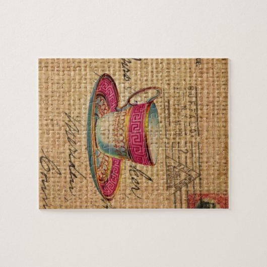 Rustikales ländliches Tee Party rosa viktorianisch Puzzle (Horizontal)