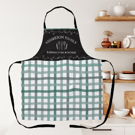 Rustikales Landsage Green Gingham Black Chalkboard Schürze