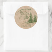 Rustikales Landschaftliches Gebirge Hochzeitstil Runder Aufkleber (Tasche)