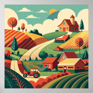 Rustikales Landschaftspanorama Poster