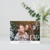 rustikales Landskript Save the Date Hochzeit Postkarte (Stehend Vorderseite)