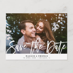 rustikales Landskript Save the Date Hochzeit Postkarte