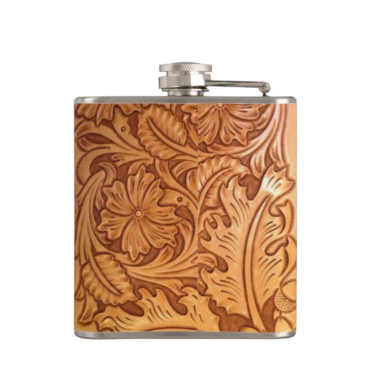 Rustikales Landsüdwestart-Westernleder Flachmann (Rückseite)