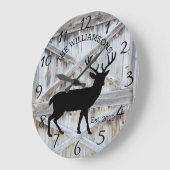 Rustikales Landwald Bauernhaus Hirsch mit Antlern Große Wanduhr (Winkel)