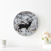Rustikales Landwald Bauernhaus Hirsch mit Antlern Große Wanduhr (Zuhause)