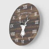 Rustikales Landwald Bauernhaus Hirsch mit Antlern Große Wanduhr (Winkel)