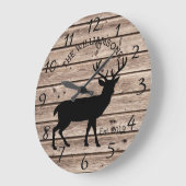Rustikales Landwald Bauernhaus Hirsch mit Antlern Große Wanduhr (Winkel)